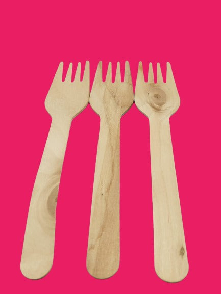 Disposable Wooden Forks Biodegradable & Eco-Friendly Disposable Forks (Pack of 100)